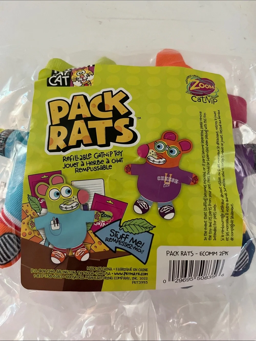 Caviar Cat Dish and Zoom Catnip Pack Rats Plush Cat Toy Set -